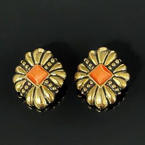 ✨Stunning Vintage Clip On Earrings in Orange/Gold
